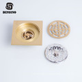 BSN 4 Inch Brass Square Polished Bathroom Siphon Floor Drain Strainer Chrome Plated